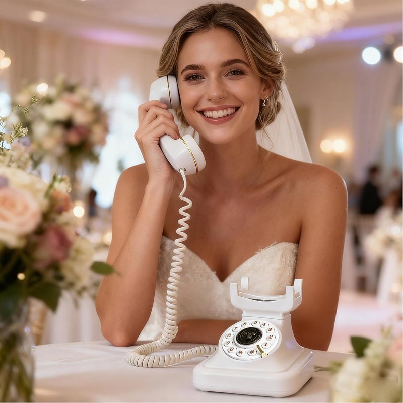 TelPal Audio Guest Book Wedding Phone, Vintage Telephone Recorder Wedding Guest Book, Retro Voice Recording Phone for Birthdays Party/Graduation/Baby Shower/Retirement/Special Occasions (White) - Image 5